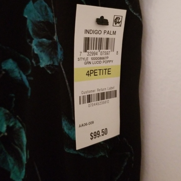 NWT- Alfani green lucid poppy dress- size 4P - Picture 2 of 7